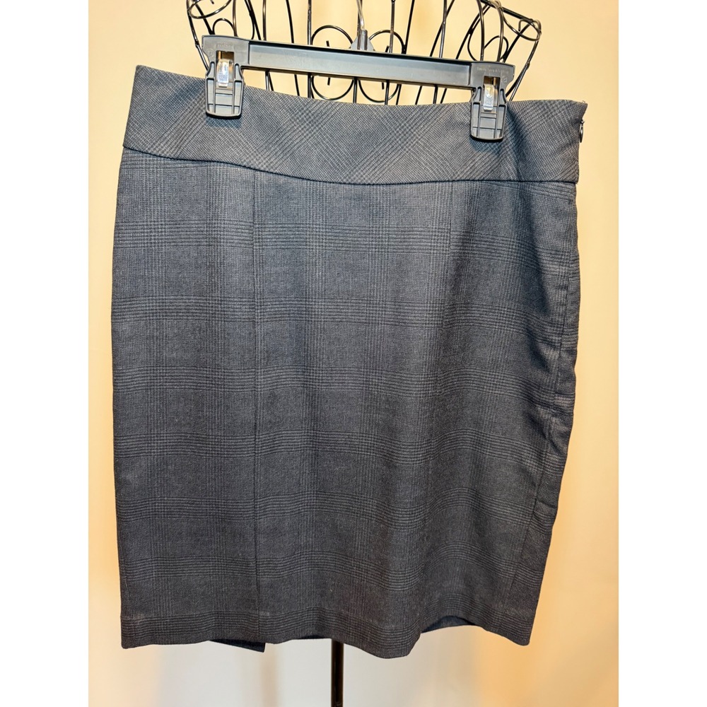 Ann Taylor LOFT Gray Glen Plaid Pencil Skirt Size 2 Side Zip Knee Length Office